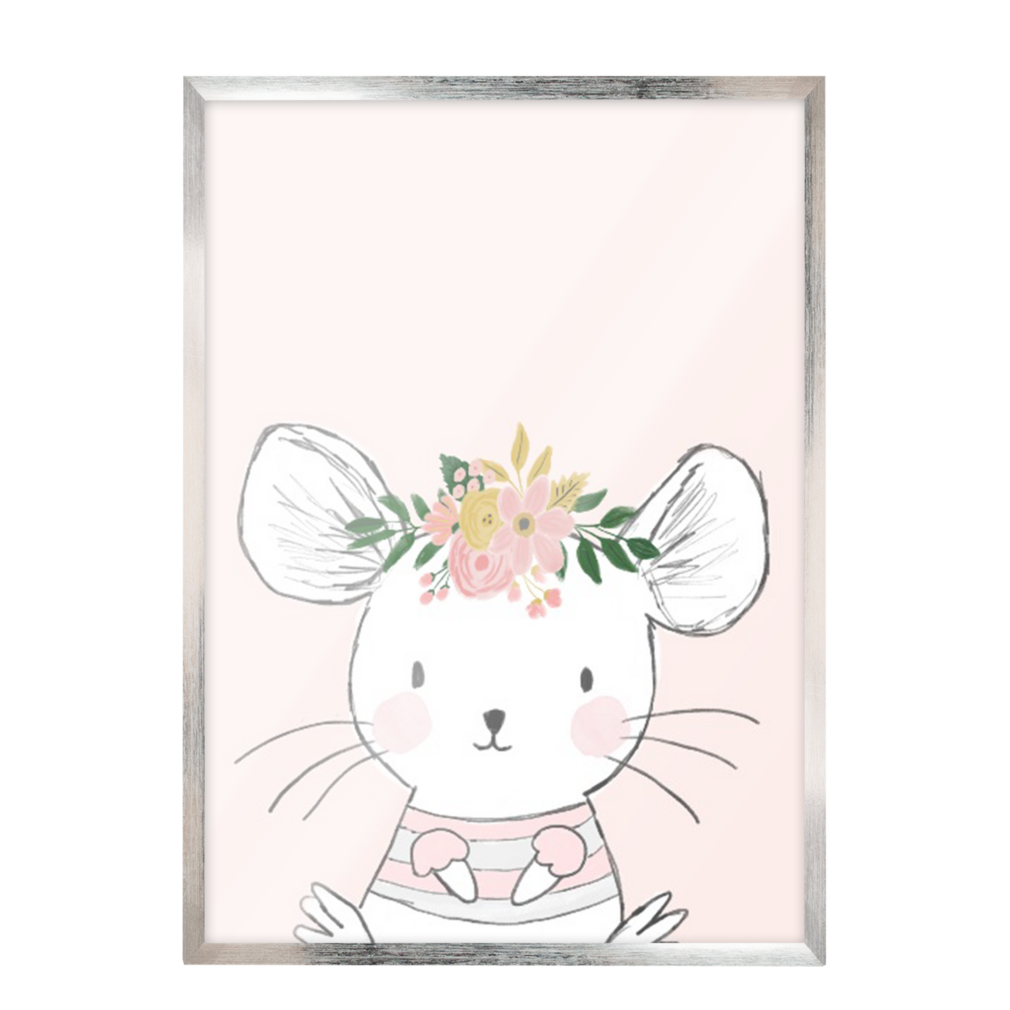 Ilustración Animales Ratón Flores, decoración 225