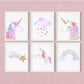 Acuarela Unicornio Flores, Colores decoración 234
