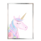 Acuarela Unicornio rosa Flores, Colores decoración 235