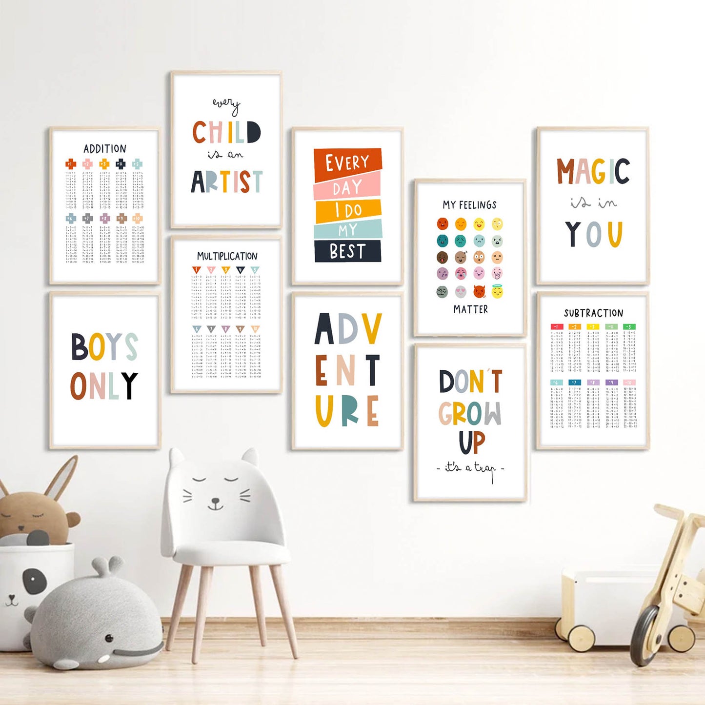 Ilustración matemáticas restas colores , decoración 311