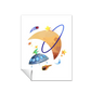 acuarela espacio luna y ovni, decoración 308
