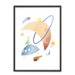 acuarela espacio luna y ovni, decoración 308