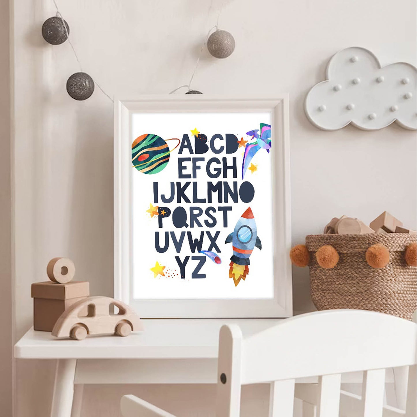 acuarela espacio abecedario, decoración 313