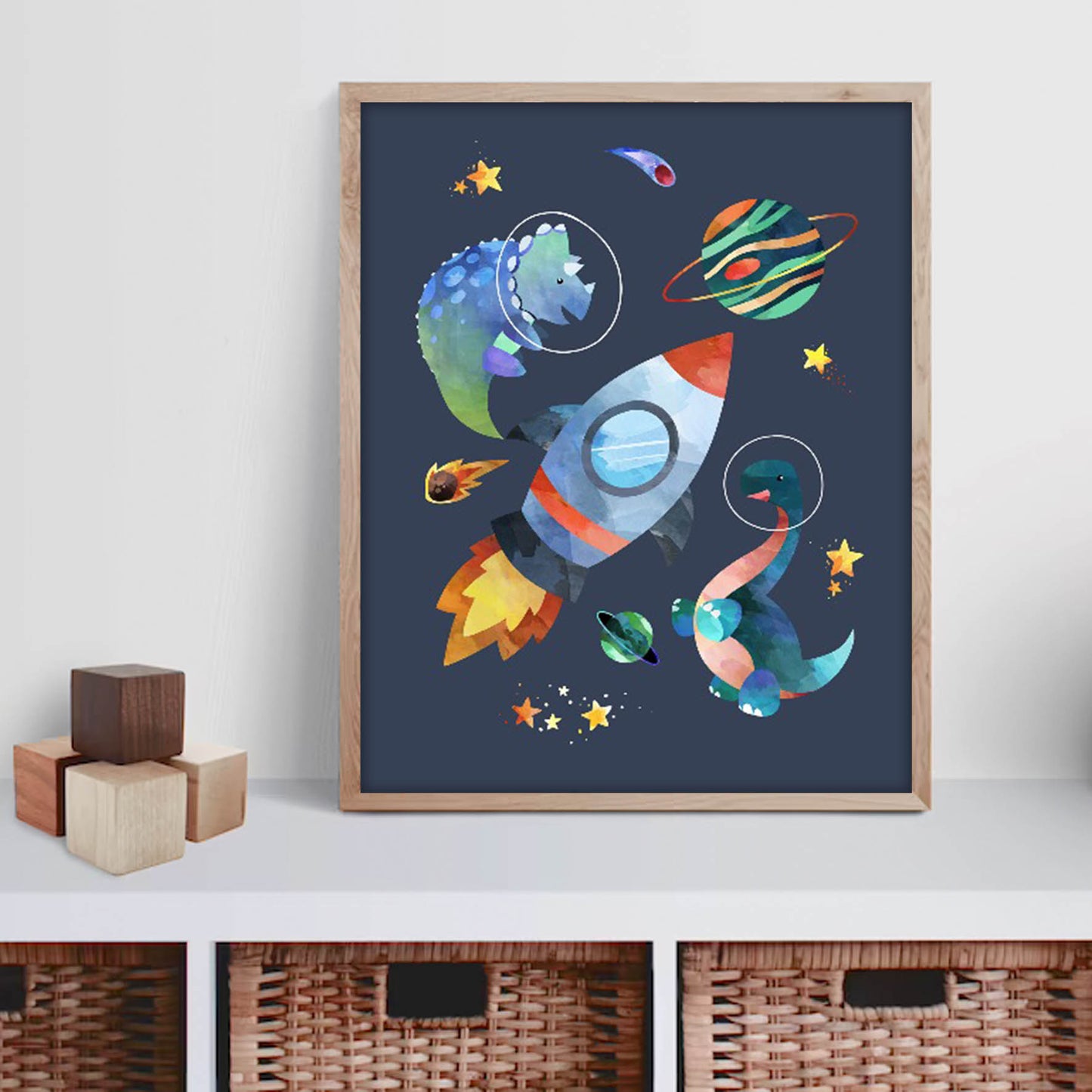Ilustración dinosaurios espaciales, decoración 315