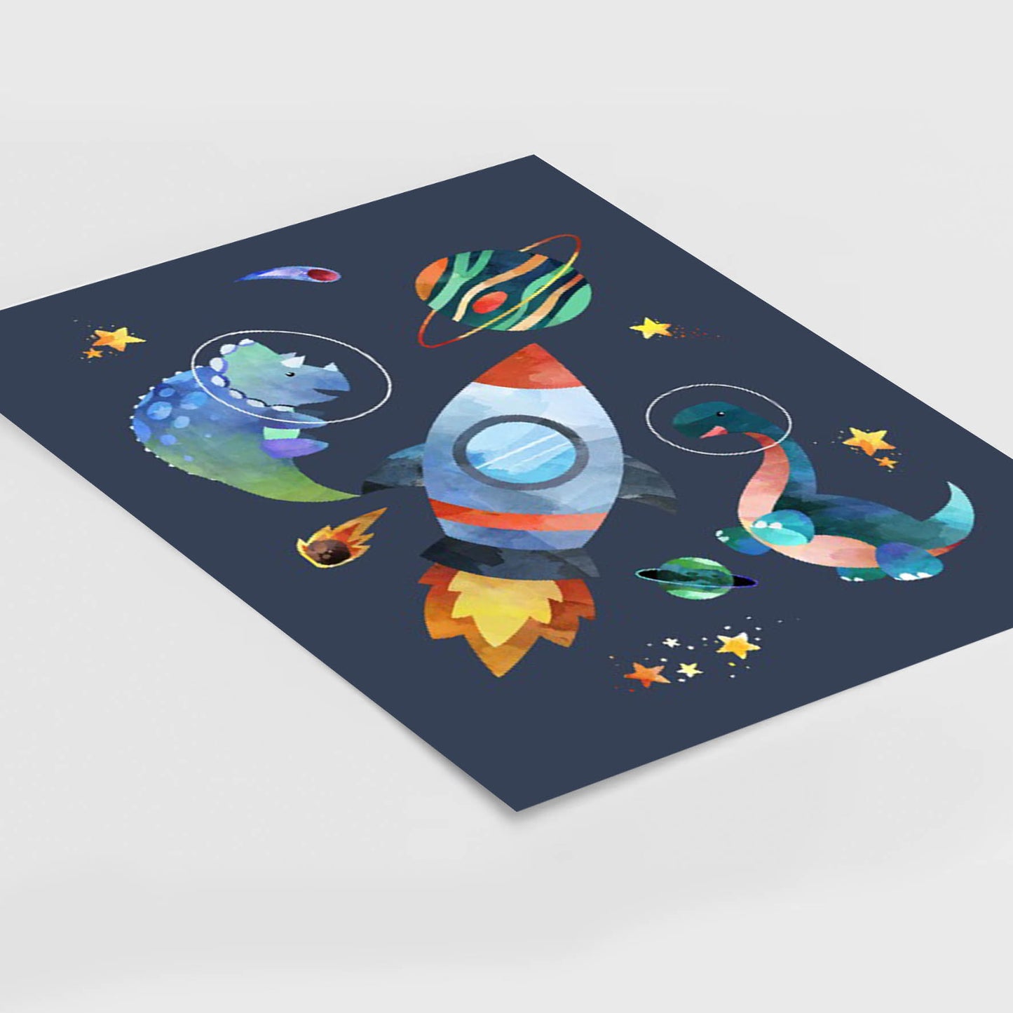 Ilustración dinosaurios espaciales, decoración 315