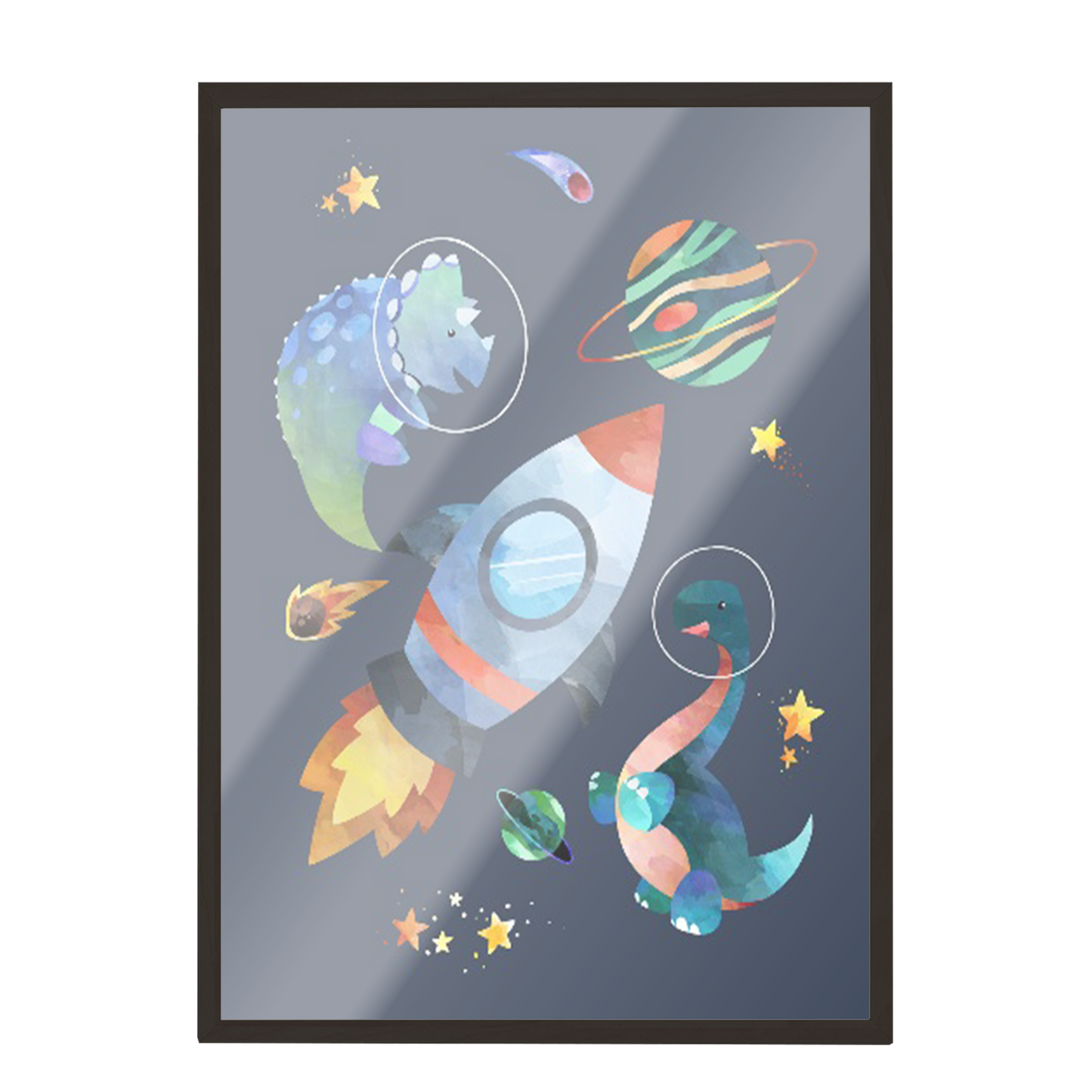 Ilustración dinosaurios espaciales, decoración 315