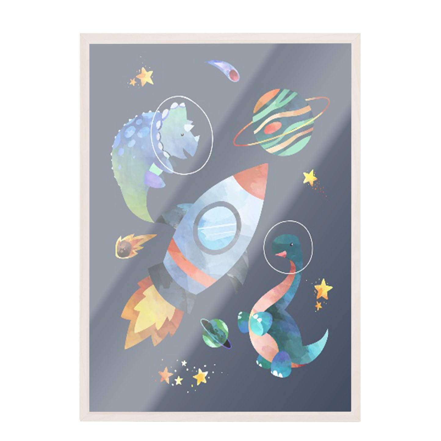 Ilustración dinosaurios espaciales, decoración 315
