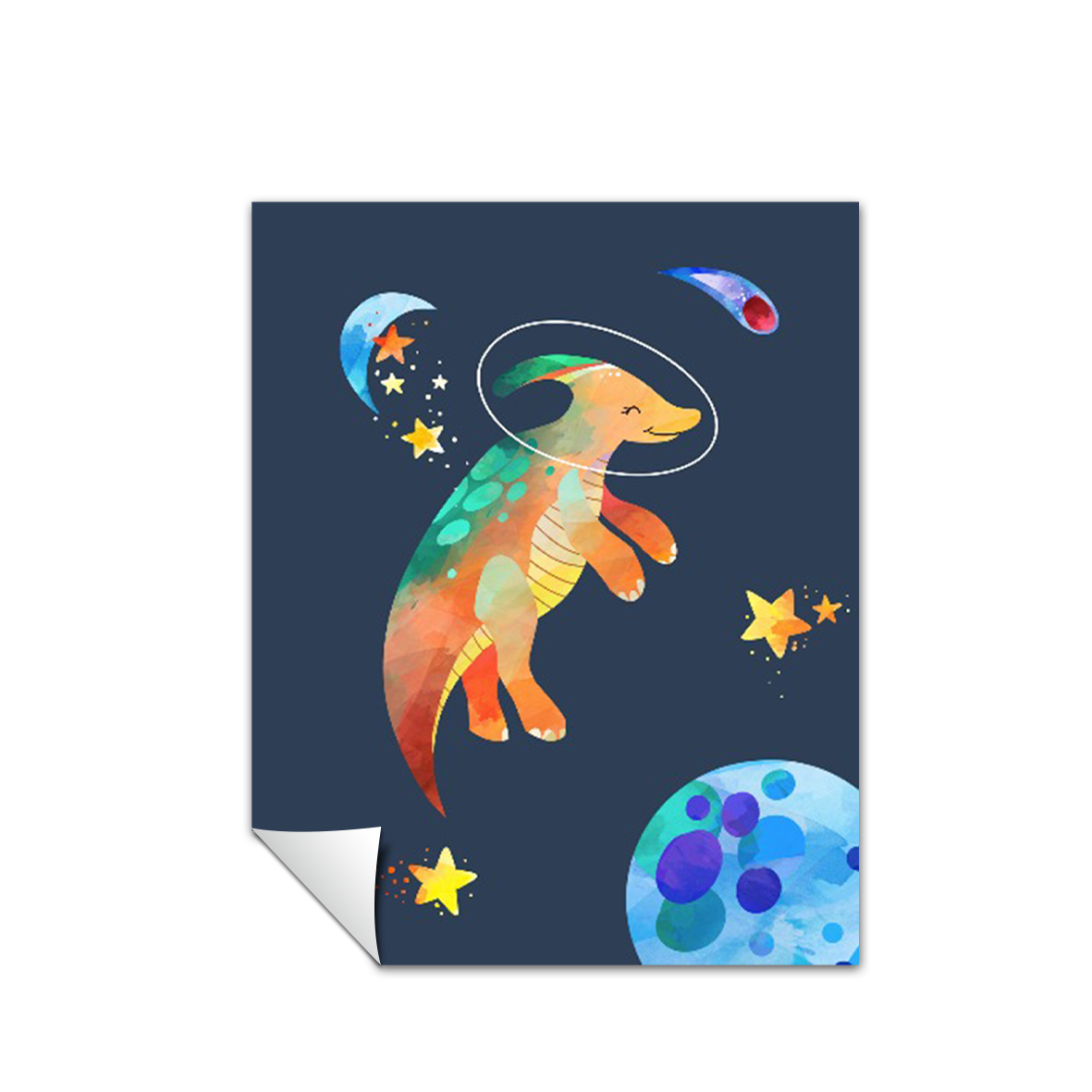 Ilustración dinosaurios espaciales, decoración 316