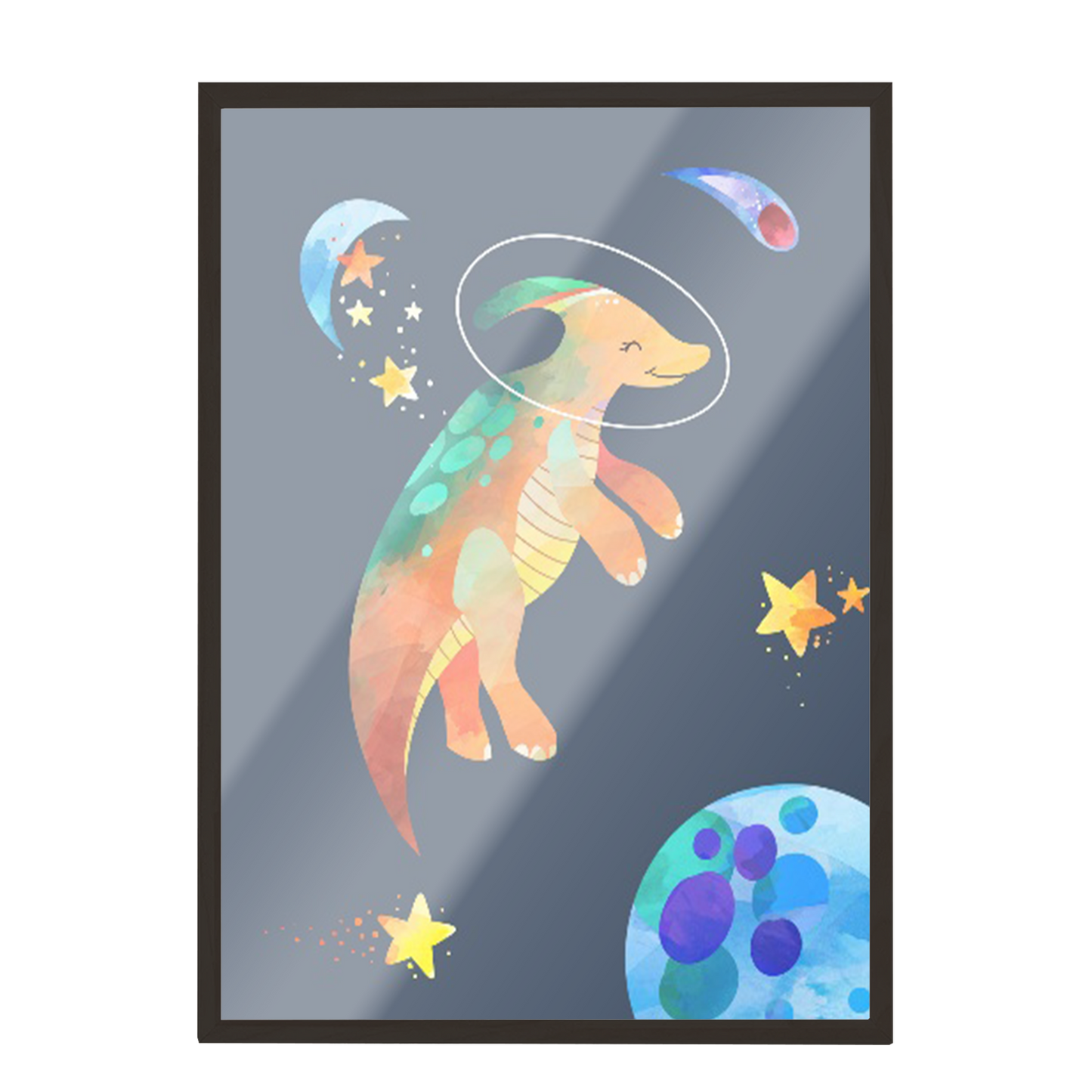 Ilustración dinosaurios espaciales, decoración 316