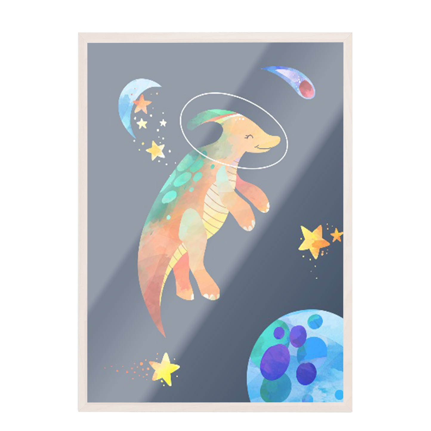 Ilustración dinosaurios espaciales, decoración 316