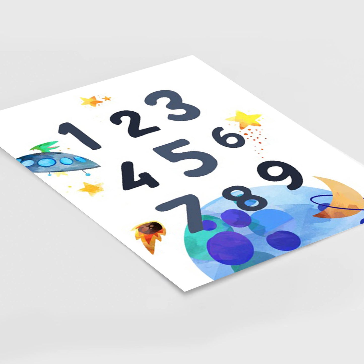 acuarela espacio numeros, decoración 320