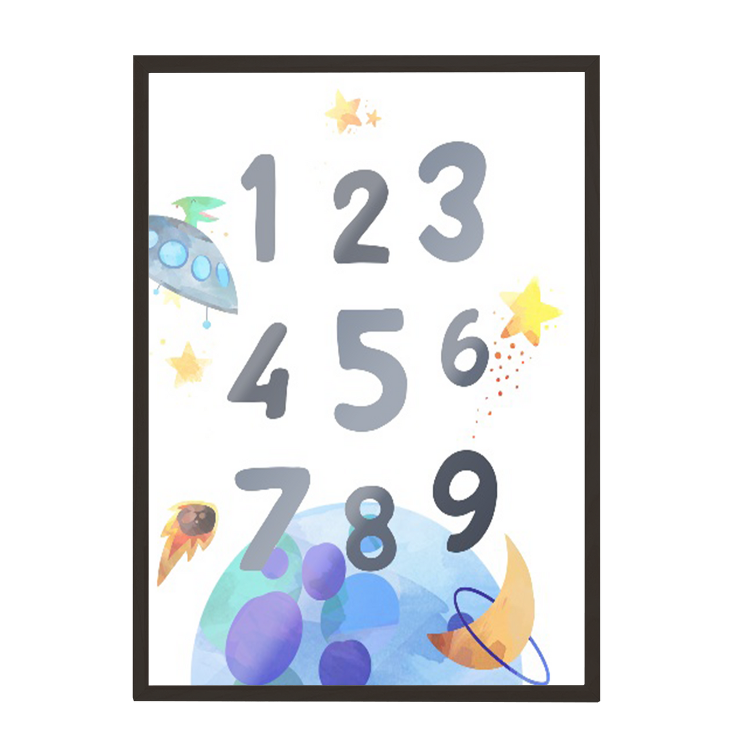 acuarela espacio numeros, decoración 320