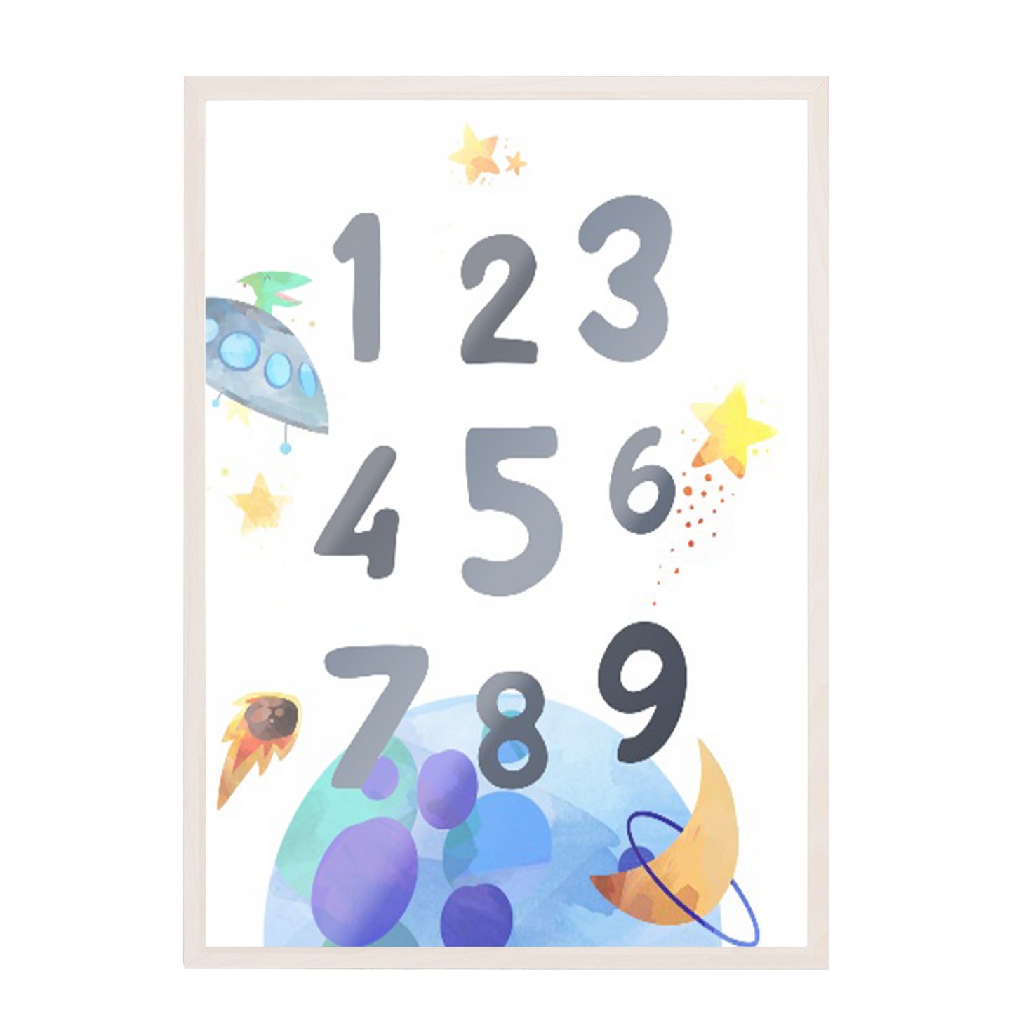 acuarela espacio numeros, decoración 320