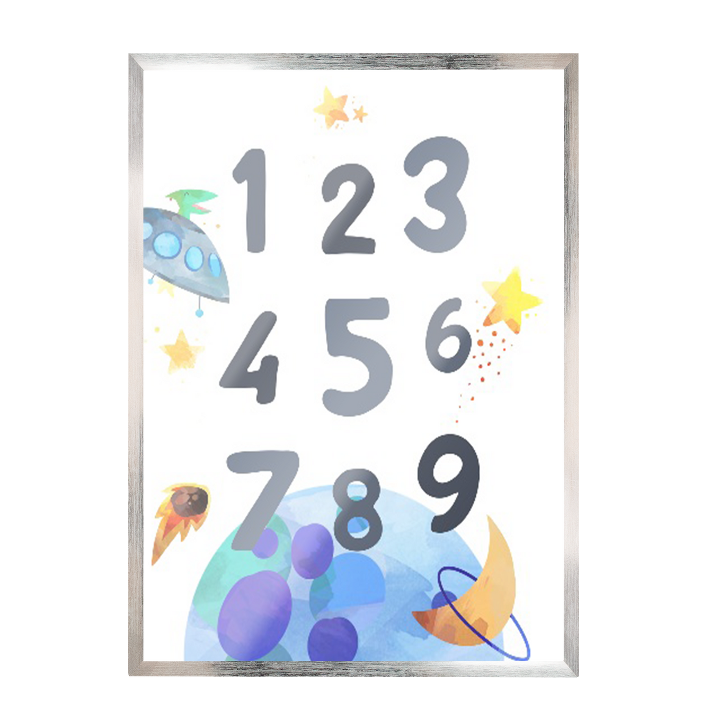 acuarela espacio numeros, decoración 320