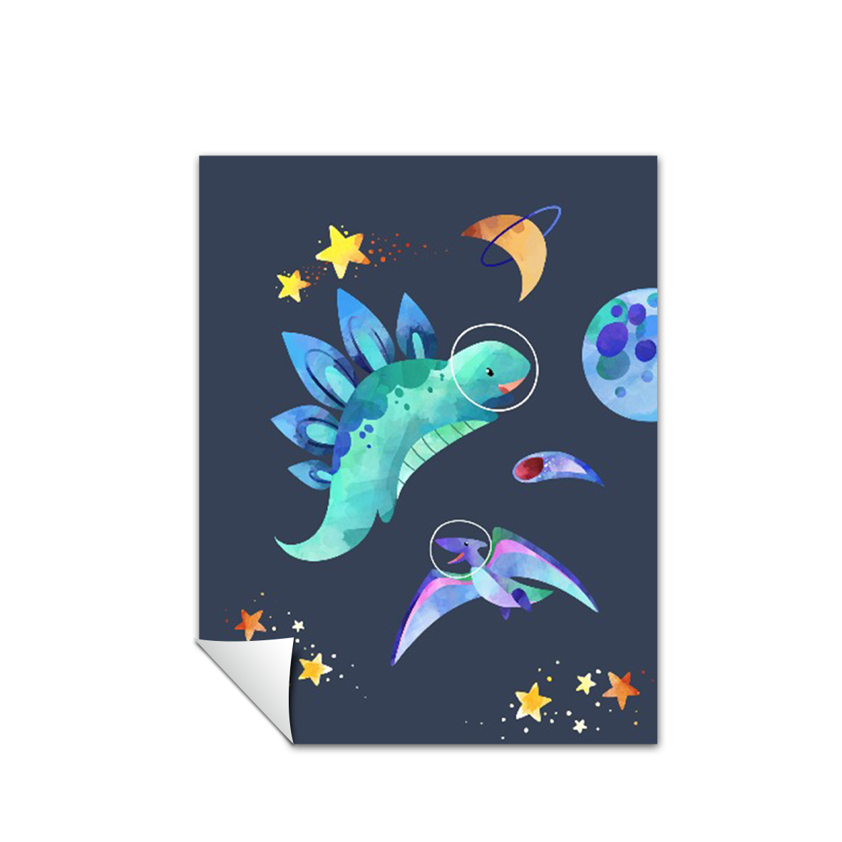 Ilustración dinosaurios espaciales, decoración 322