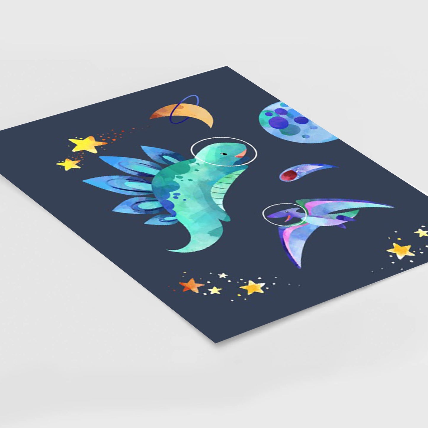 Ilustración dinosaurios espaciales, decoración 322
