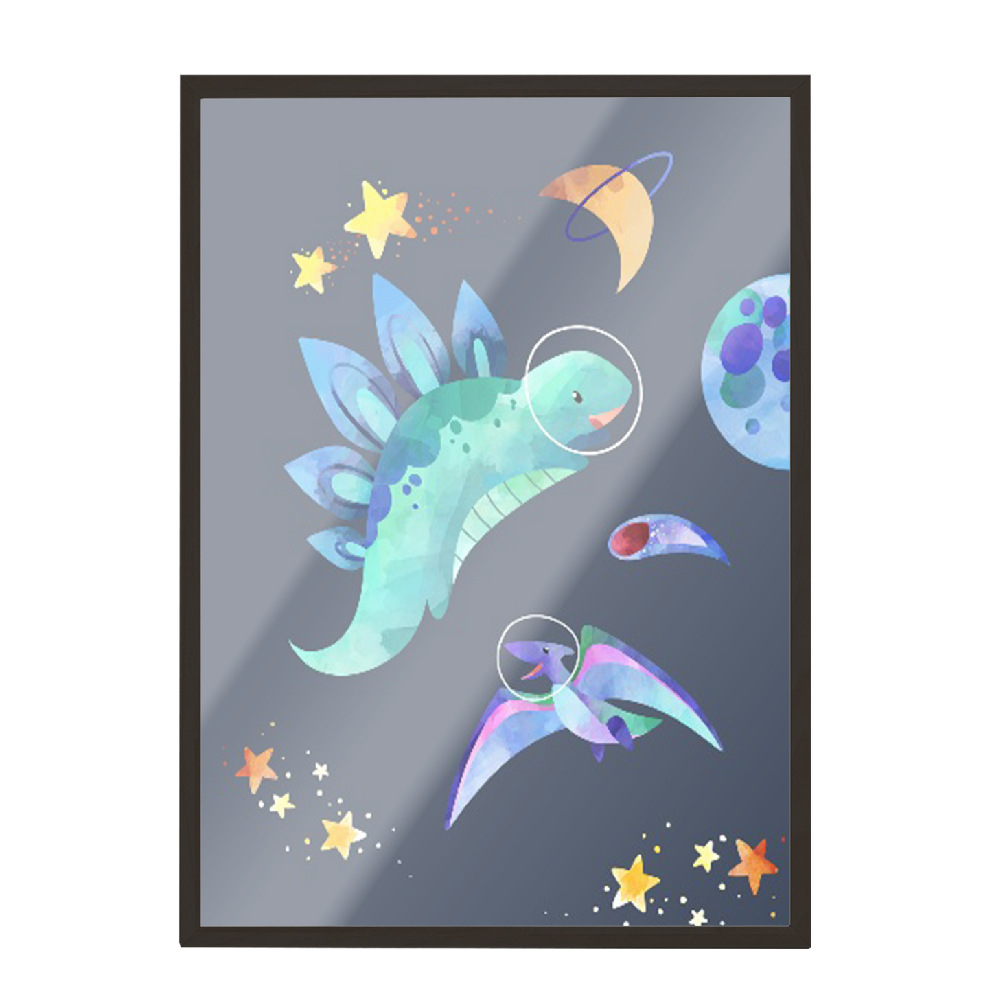 Ilustración dinosaurios espaciales, decoración 322