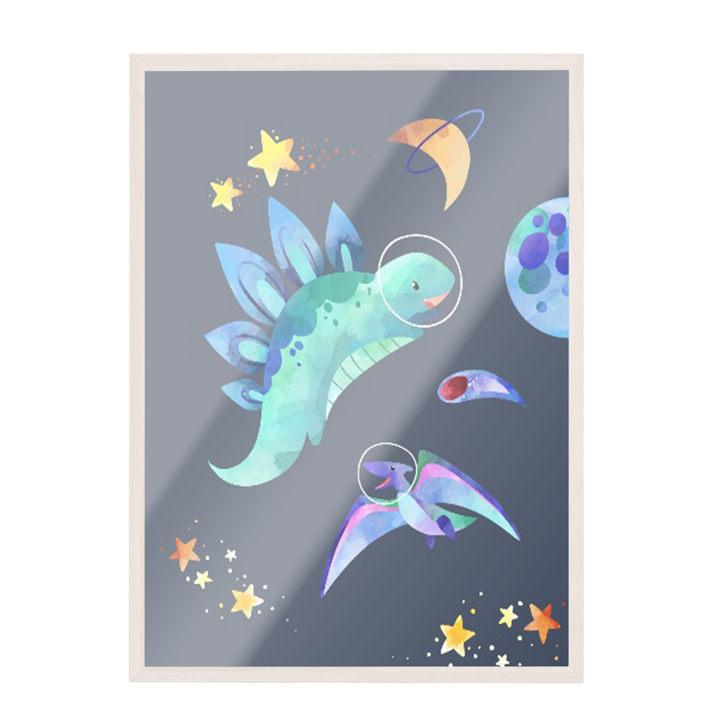 Ilustración dinosaurios espaciales, decoración 322