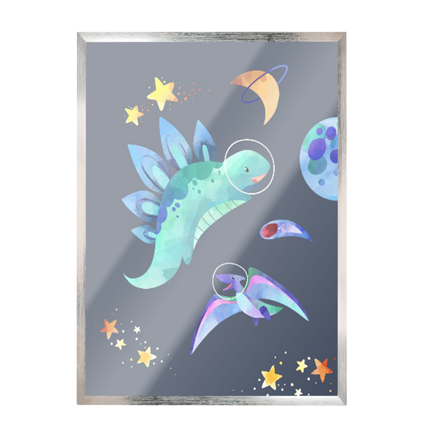 Ilustración dinosaurios espaciales, decoración 322