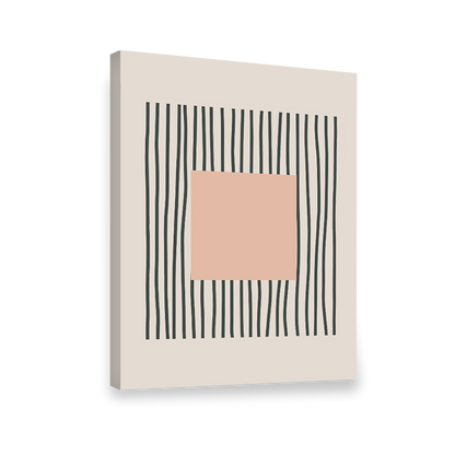 Pintura geométrica lineas negra, beige 372