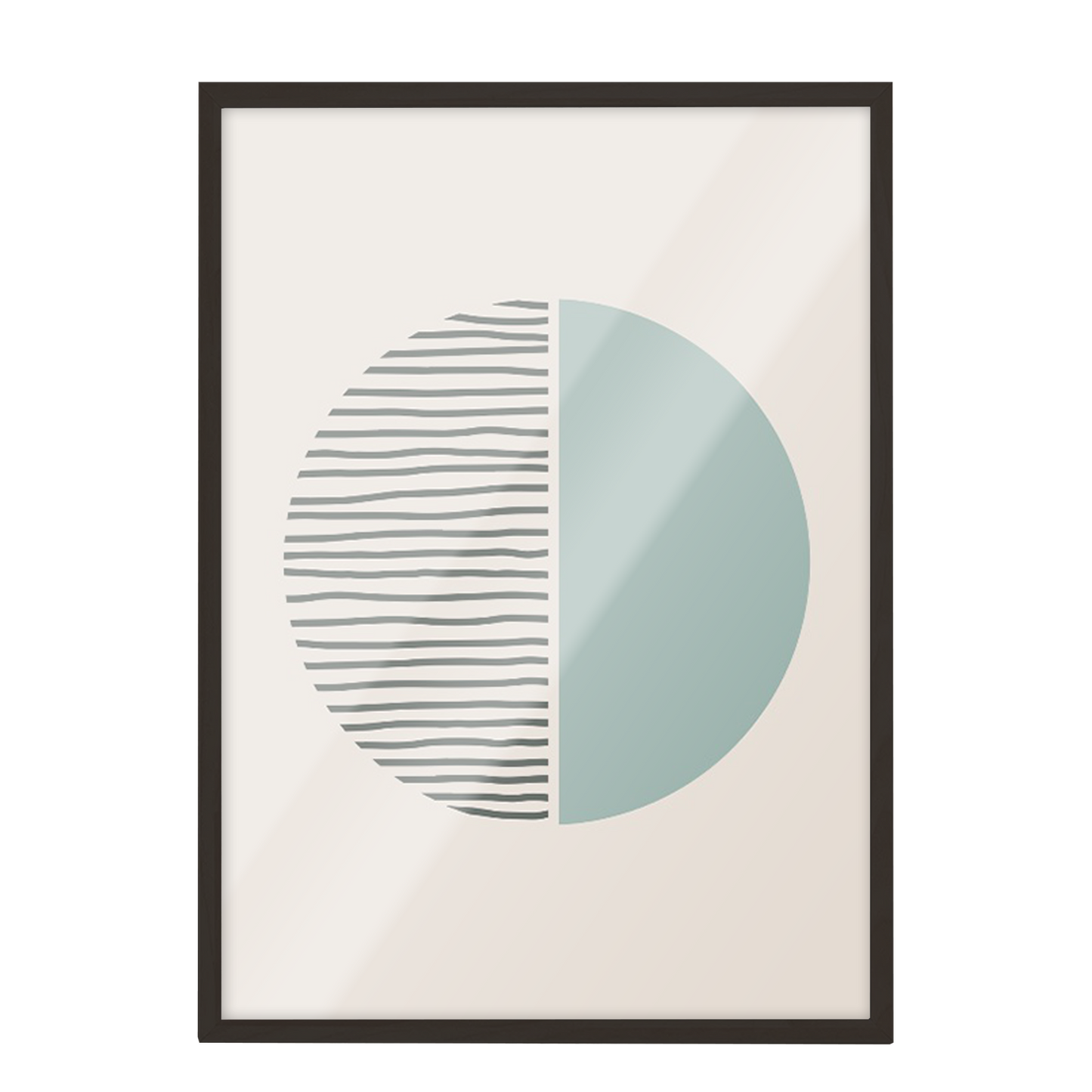 Pintura geométrica lineas negra, beige 373