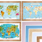 Cuadro mapa de animales en el mundo Decoración Cuarto Niños/niñas