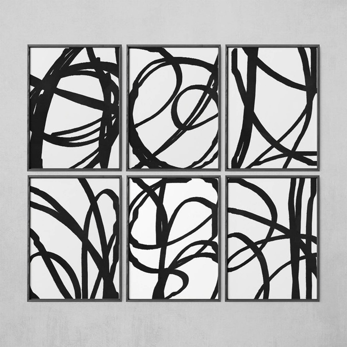 Conjunto de grabados modernos en blanco y negro formas abstractas 50