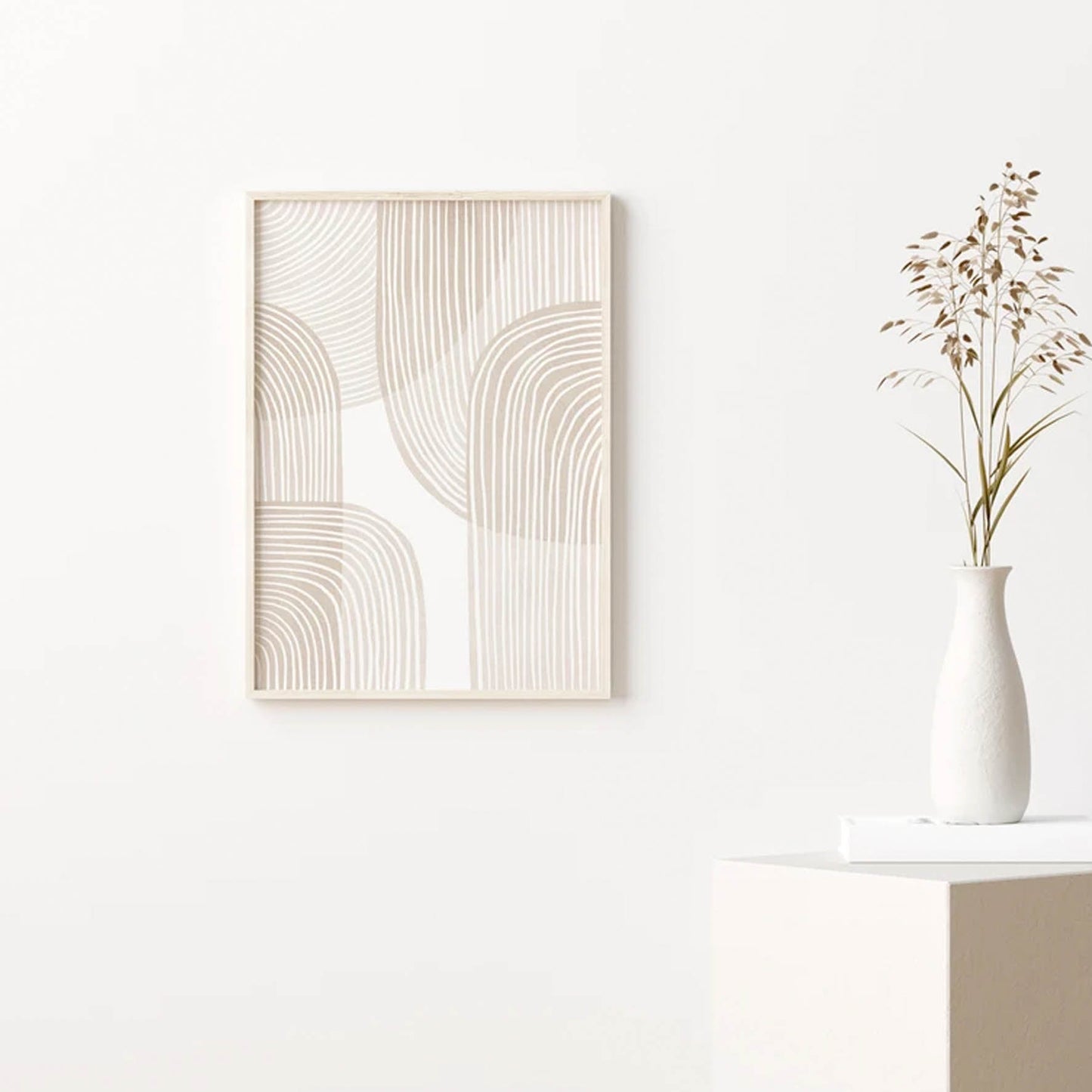 Geométrico beige, Decoración boho de arte abstracto 6