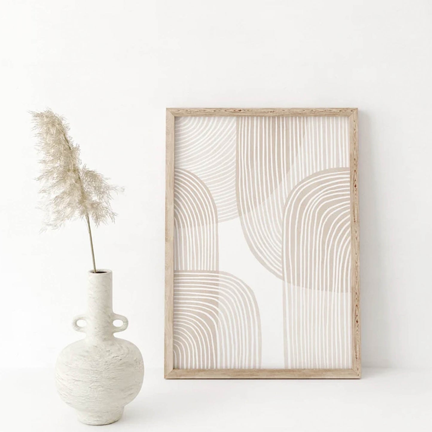 Geométrico beige, Decoración boho de arte abstracto 6