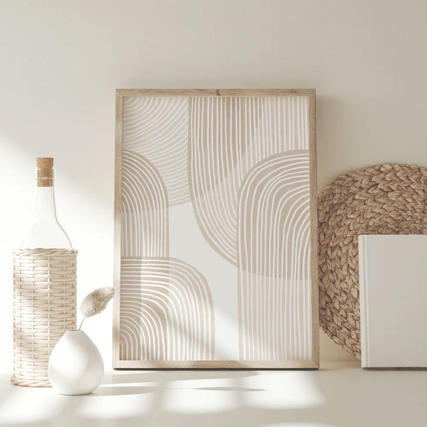 Geométrico beige, Decoración boho de arte abstracto 6